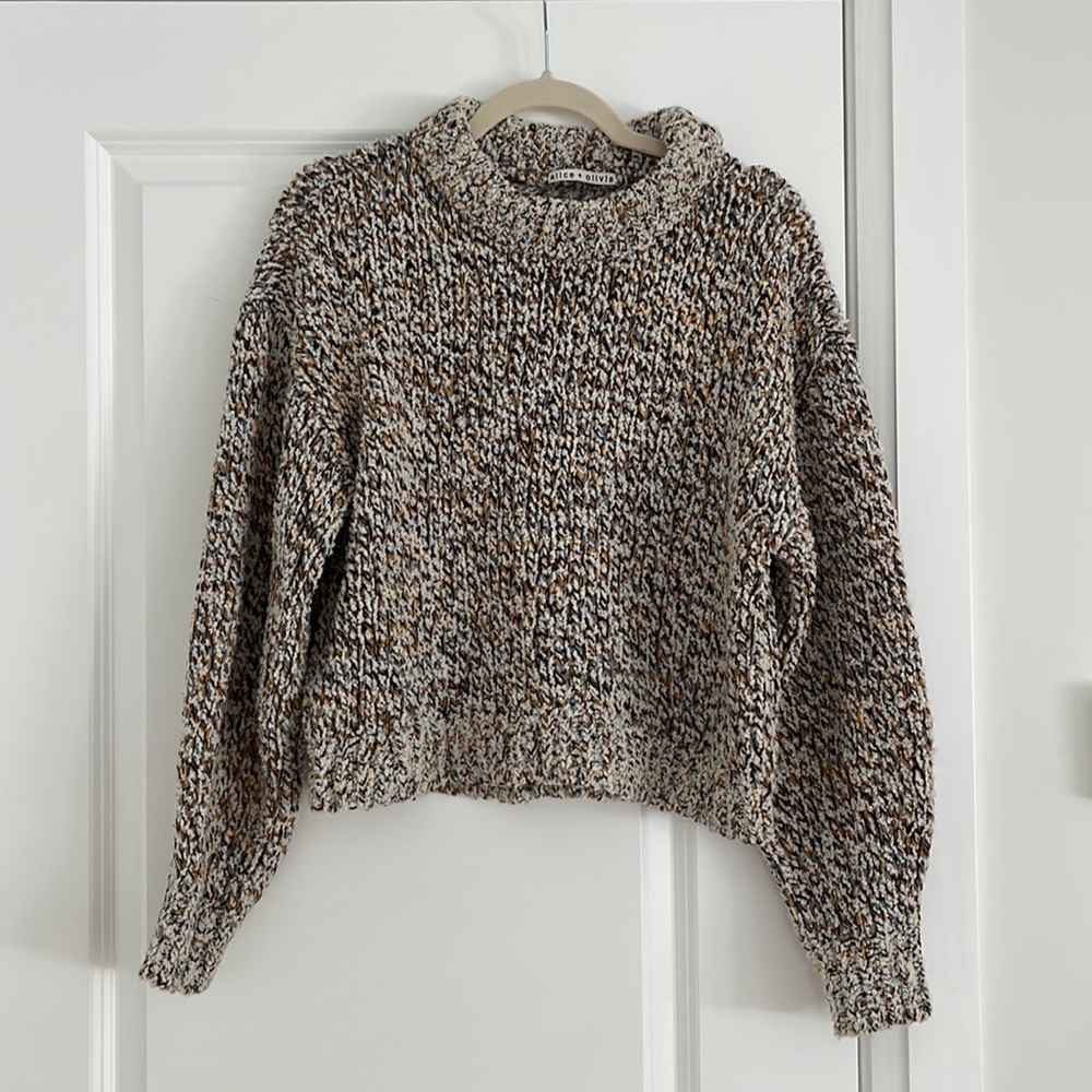 Alice + Olivia Multi Colored Crew Nexk Boxy Sweater